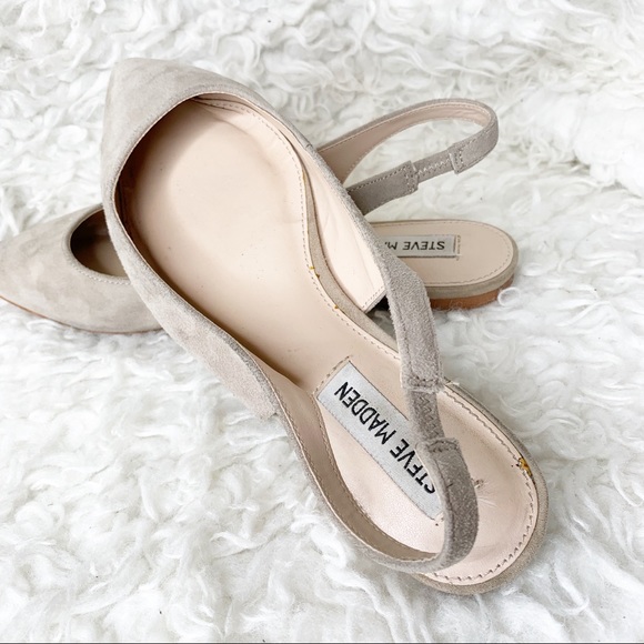 Steve Madden Shoes - STEVE MADDEN Suede Sling Back Flats Taupe 7